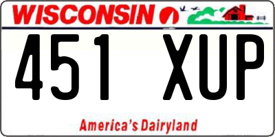 WI license plate 451XUP
