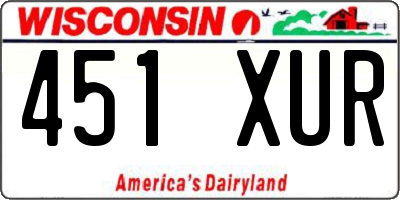 WI license plate 451XUR