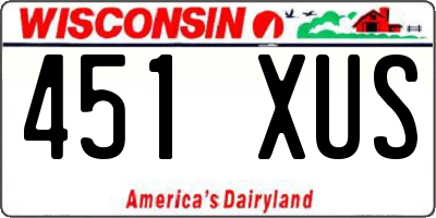 WI license plate 451XUS