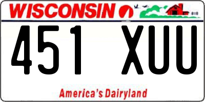 WI license plate 451XUU