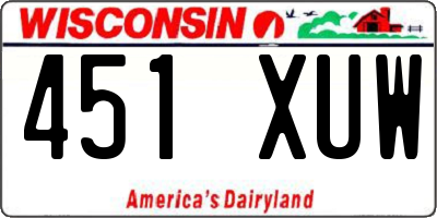 WI license plate 451XUW