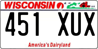 WI license plate 451XUX