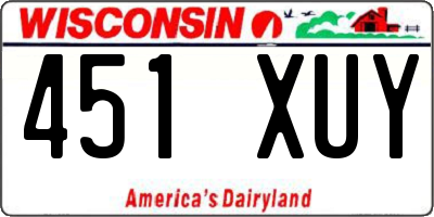 WI license plate 451XUY