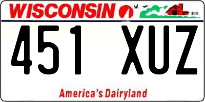 WI license plate 451XUZ