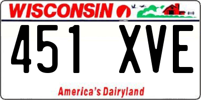 WI license plate 451XVE