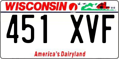 WI license plate 451XVF