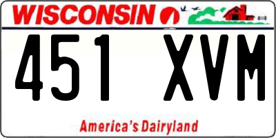 WI license plate 451XVM
