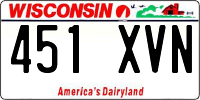 WI license plate 451XVN