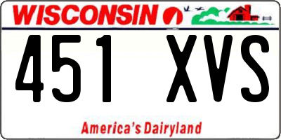 WI license plate 451XVS