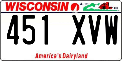 WI license plate 451XVW