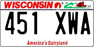 WI license plate 451XWA