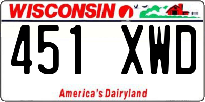 WI license plate 451XWD