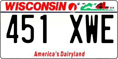 WI license plate 451XWE