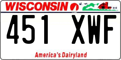 WI license plate 451XWF