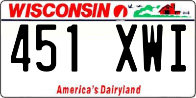 WI license plate 451XWI