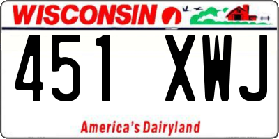 WI license plate 451XWJ