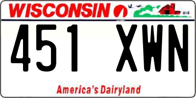 WI license plate 451XWN