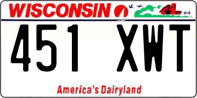 WI license plate 451XWT