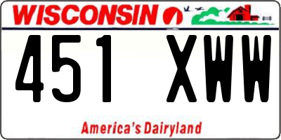 WI license plate 451XWW