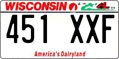 WI license plate 451XXF
