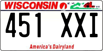 WI license plate 451XXI