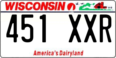 WI license plate 451XXR