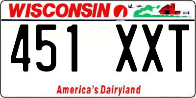 WI license plate 451XXT