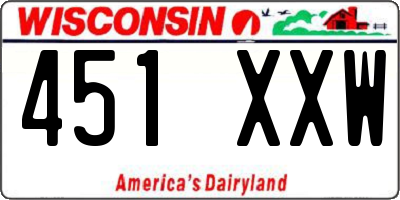 WI license plate 451XXW