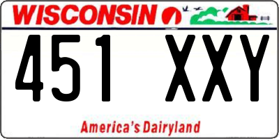 WI license plate 451XXY