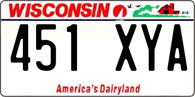 WI license plate 451XYA