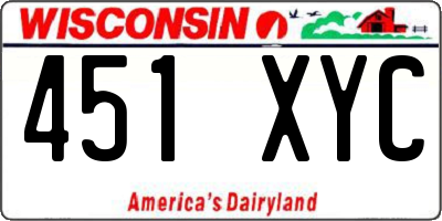 WI license plate 451XYC