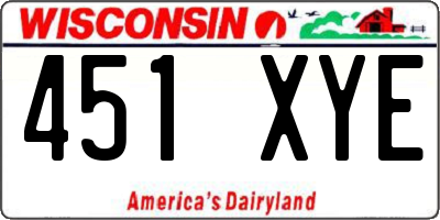 WI license plate 451XYE