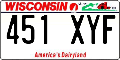 WI license plate 451XYF