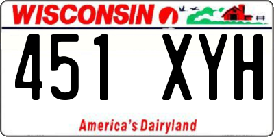 WI license plate 451XYH