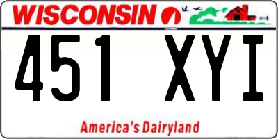 WI license plate 451XYI
