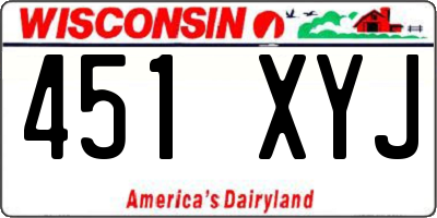 WI license plate 451XYJ