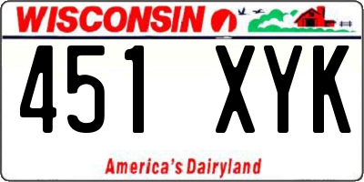 WI license plate 451XYK