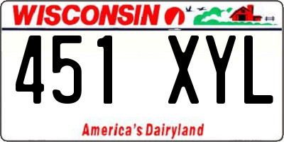 WI license plate 451XYL
