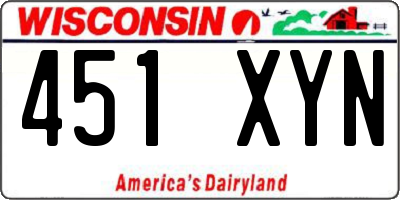 WI license plate 451XYN