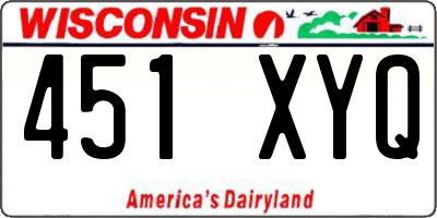 WI license plate 451XYQ