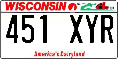 WI license plate 451XYR