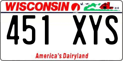 WI license plate 451XYS