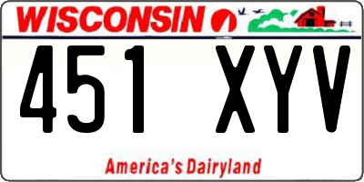 WI license plate 451XYV