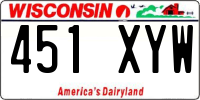 WI license plate 451XYW