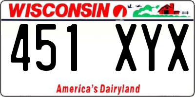 WI license plate 451XYX