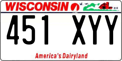 WI license plate 451XYY