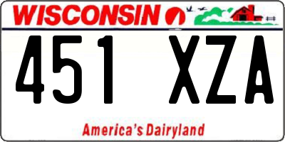 WI license plate 451XZA