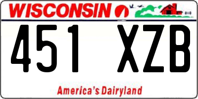 WI license plate 451XZB