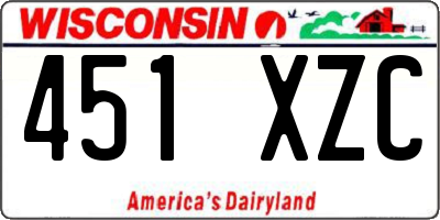 WI license plate 451XZC