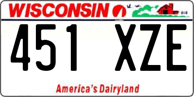 WI license plate 451XZE